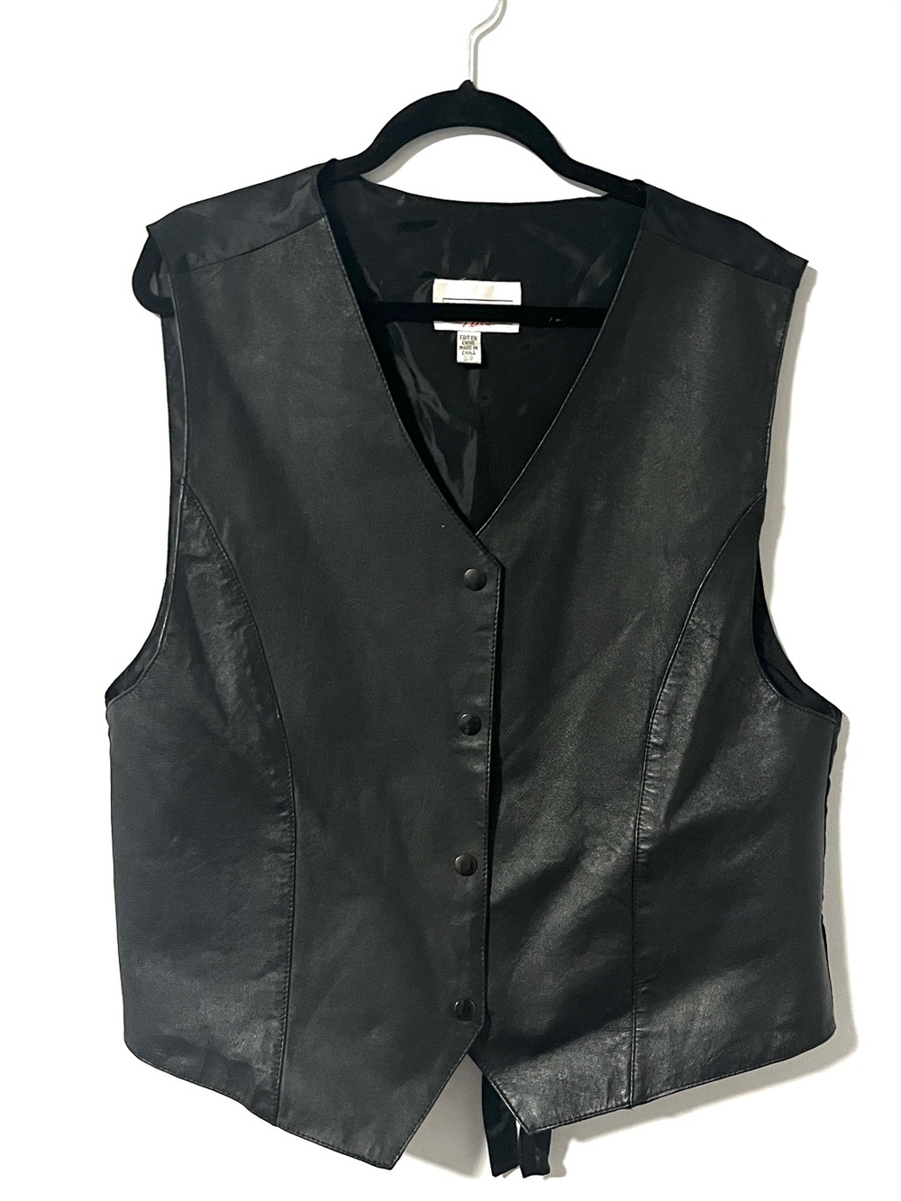 Ginny plus Classic Black Leather Vest - Women